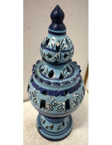 Porta Candela in ceramica smaltata turchese...