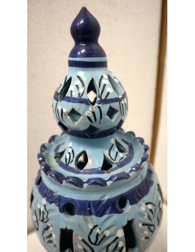 Porta Candela in ceramica smaltata turchese...