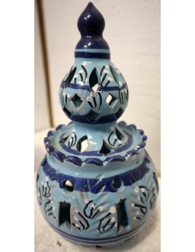 Porta Candela in ceramica smaltata turchese...