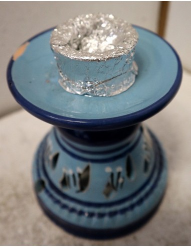 Porta Candela in ceramica smaltata turchese...