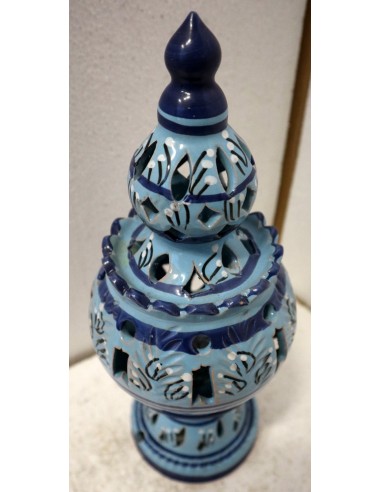 Porta Candela in ceramica smaltata turchese...