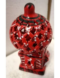 Porta Candela in ceramica smaltata rossa realizzata a... 2