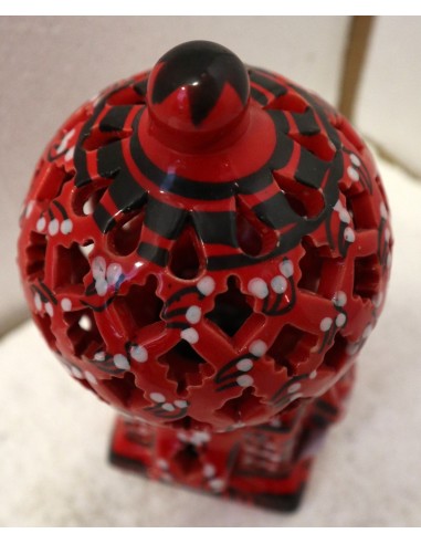 Porta Candela in ceramica smaltata rossa...