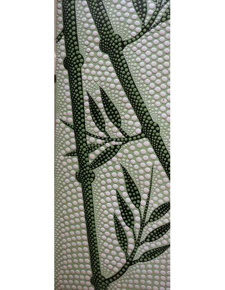 Quadro cm 30x20 canne di bambù tecnica aborigena maori dipinto