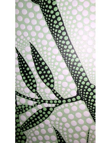 Quadro cm 30x20 canne di bambù tecnica aborigena maori dipinto