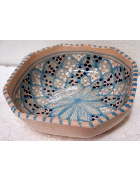 Svuota tasca artigianale in ceramica Tunisina smaltata e disegnata base turchese idea regalo