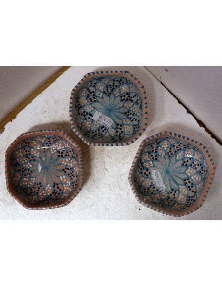 Svuota tasca artigianale in ceramica Tunisina smaltata e disegnata base turchese idea regalo