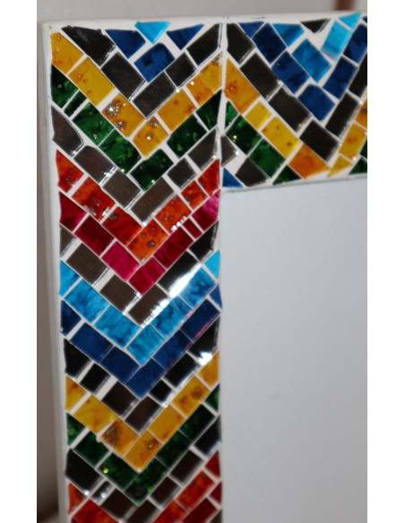 PORTA FOTO cornice multicolor realizzata in mosaico di vetro colorato cm 30x25