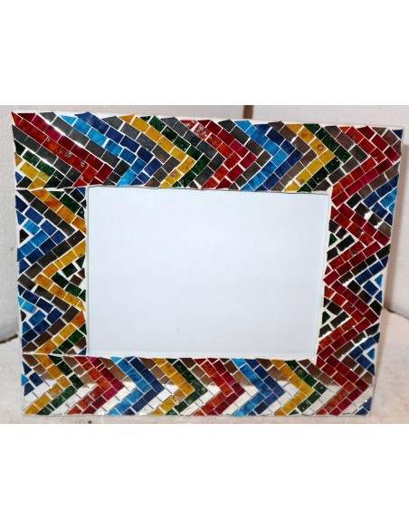 PORTA FOTO cornice multicolor realizzata in mosaico di vetro colorato cm 30x25