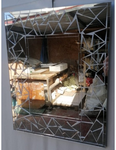 Specchio in legno mosaico di vetro cm 50x40 argento a rombi