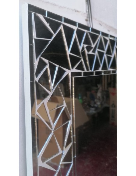 Specchio in legno mosaico di vetro cm 50x40 argento a rombi