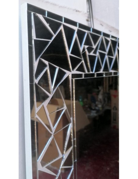 Specchio in legno mosaico di vetro cm 50x40 argento a rombi