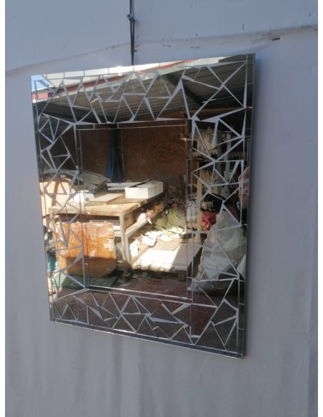 Specchio in legno mosaico di vetro cm 50x40 argento a rombi