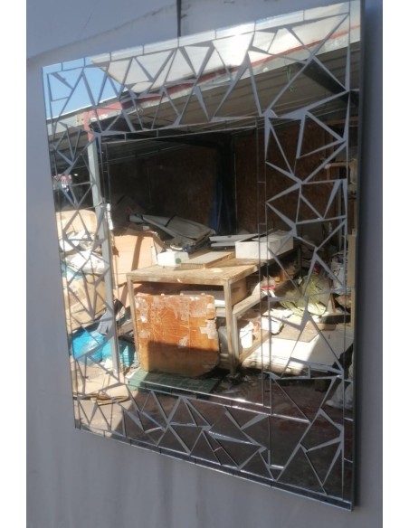 Specchio in legno mosaico di vetro cm 50x40 argento a rombi