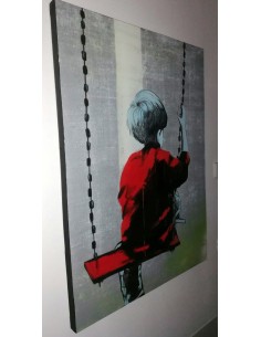 Quadro Bimbo su altalena Pop cm 120x90 testata letto pop... 2