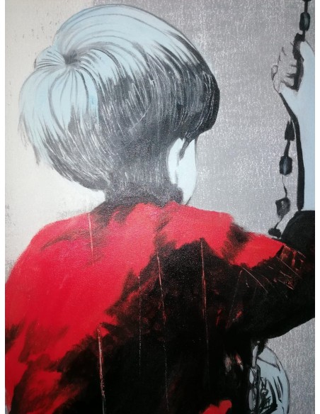 Quadro Bimbo su altalena Pop cm 120x90 testata letto pop art moderno arredo