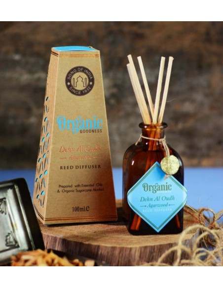 DIFFUSORE CON OLIO ESSENZIALE ORGANIC GOODNESS DA 100ML "Agarwood" essenze profumo naturale vegano