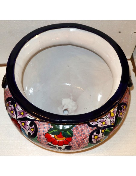 Vaso in ceramica Messicana realizzata e dipinto a mano cm 48x35 floreale rosa