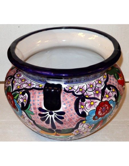 Vaso in ceramica Messicana realizzata e dipinto a mano cm 48x35 floreale rosa