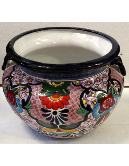 Vaso in ceramica Messicana realizzata e dipinto a mano cm 48x35 floreale rosa