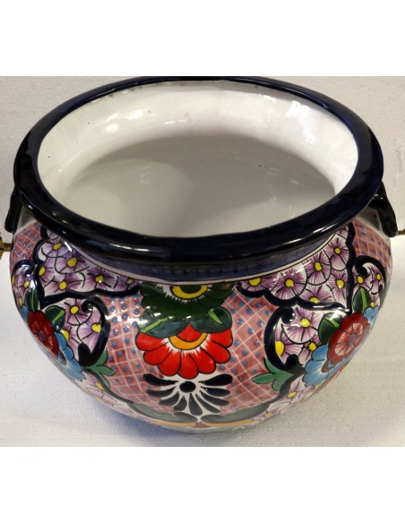 Vaso in ceramica Messicana realizzata e dipinto a mano cm 48x35 floreale rosa