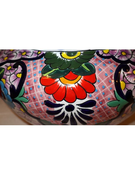 Vaso in ceramica Messicana realizzata e dipinto a mano cm 48x35 floreale rosa