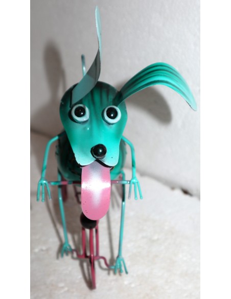 Canino in bicicletta decoro casa in metallo dipinto a mano cane idea regalo