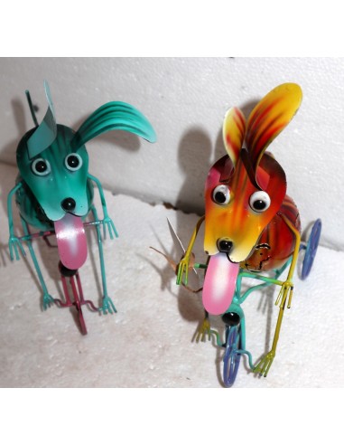 Canino in bicicletta decoro casa in metallo...