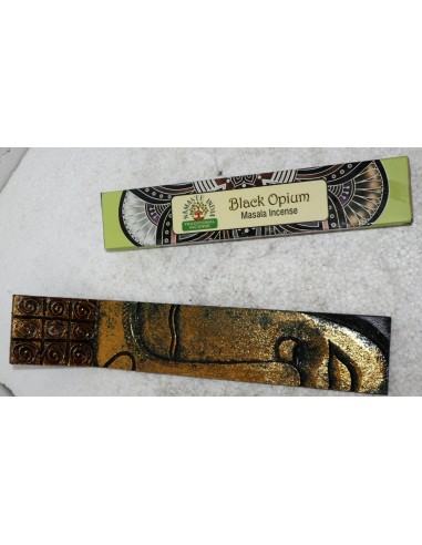 Brucia porta incensi in legno intarsiato volto...