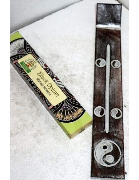 copia di Brucia porta incensi in legno intarsiato Tao Ying Yang scatola di incensi in omaggio