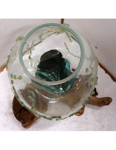 Vaso Indonesiano radice di legno e vetro...