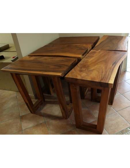 Piano in legno massello noce indiano con gambe da cm 85x50x54x5/5.5 top Suar