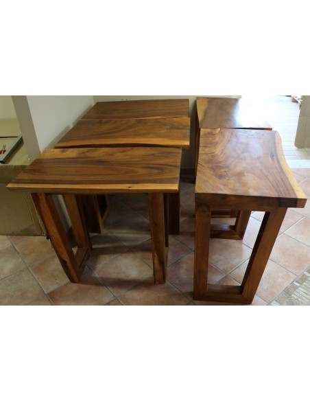 Piano in legno massello noce indiano con gambe da cm 85x50x54x5/5.5 top Suar