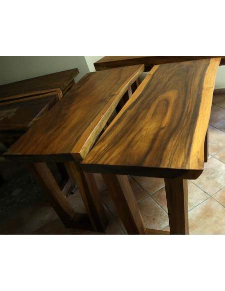 Piano in legno top massello suar o noce indiano per bagno cm 120x52/56x5/6h con gambe