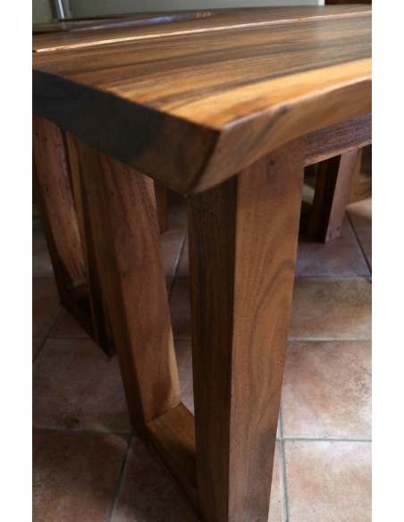 Piano in legno top massello suar o noce indiano per bagno cm 120x52/56x5/6h con gambe