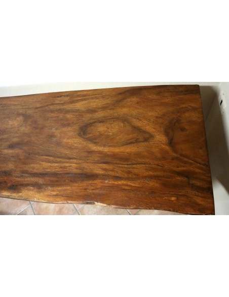 Piano in legno top massello suar o noce indiano per bagno cm 220x50/56x8h con gambe