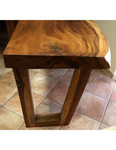 Piano in legno top massello suar o noce indiano per bagno cm 220x50/56x8h con gambe