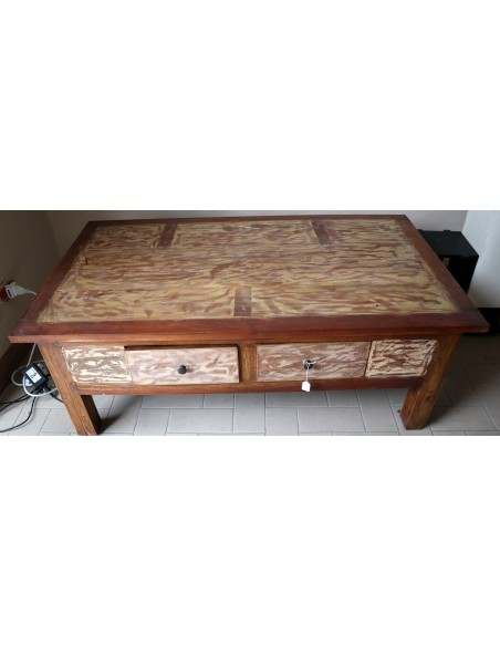 Tavolino da caffè o fumo in legno riciclato dalle imbarcazioni Indonesiane tavolo 120x70x45h