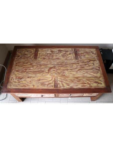 Tavolino da caffè o fumo in legno riciclato dalle imbarcazioni Indonesiane tavolo 120x70x45h