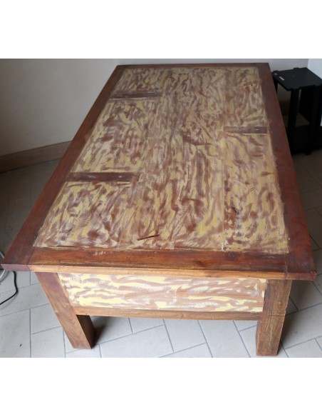 Tavolino da caffè o fumo in legno riciclato dalle imbarcazioni Indonesiane tavolo 120x70x45h