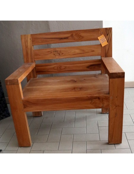 Divanetto poltrona in teak massello divano un posto cm 80x55x40 schiena cm 80h