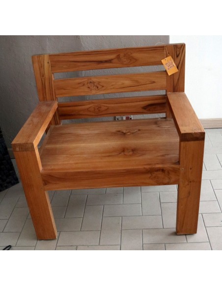 Divanetto poltrona in teak massello divano un posto cm 80x55x40 schiena cm 80h