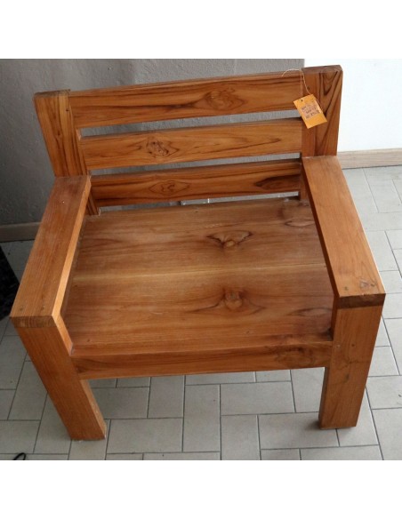 Divanetto poltrona in teak massello divano un posto cm 80x55x40 schiena cm 80h