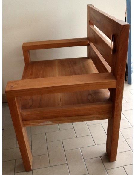 Divanetto poltrona in teak massello divano un posto cm 80x55x40 schiena cm 80h