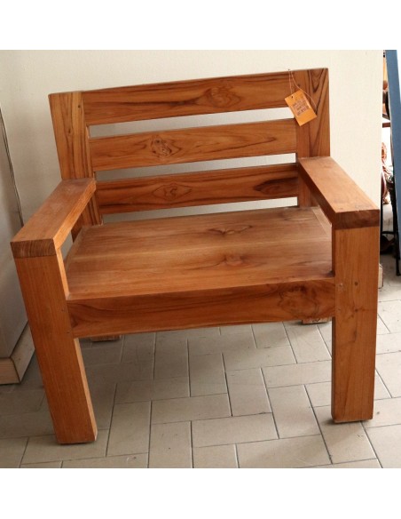 Divanetto poltrona in teak massello divano un posto cm 80x55x40 schiena cm 80h