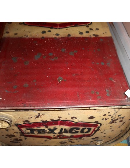 Tavolino da caffè o fumo industrial bidone di benzina con vetro Texaco rosso 90x56x40h