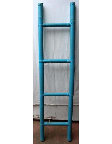 Scala in bamboo cm 160X40 etnico porta asciugamani bagno celeste bambù