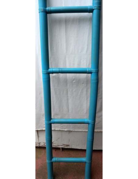 Scala in bamboo cm 160X40 etnico porta asciugamani bagno celeste bambù