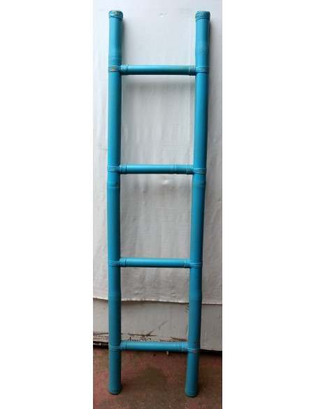 Scala in bamboo cm 160X40 etnico porta asciugamani bagno celeste bambù