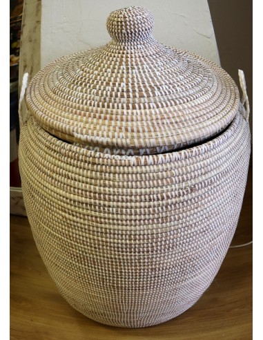 Cesto da Biancheria in Paglia Senegalese con...